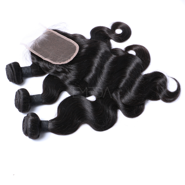 Hot sale 4x4 lace closure with virgin unprocessed human hair bundles WJ026